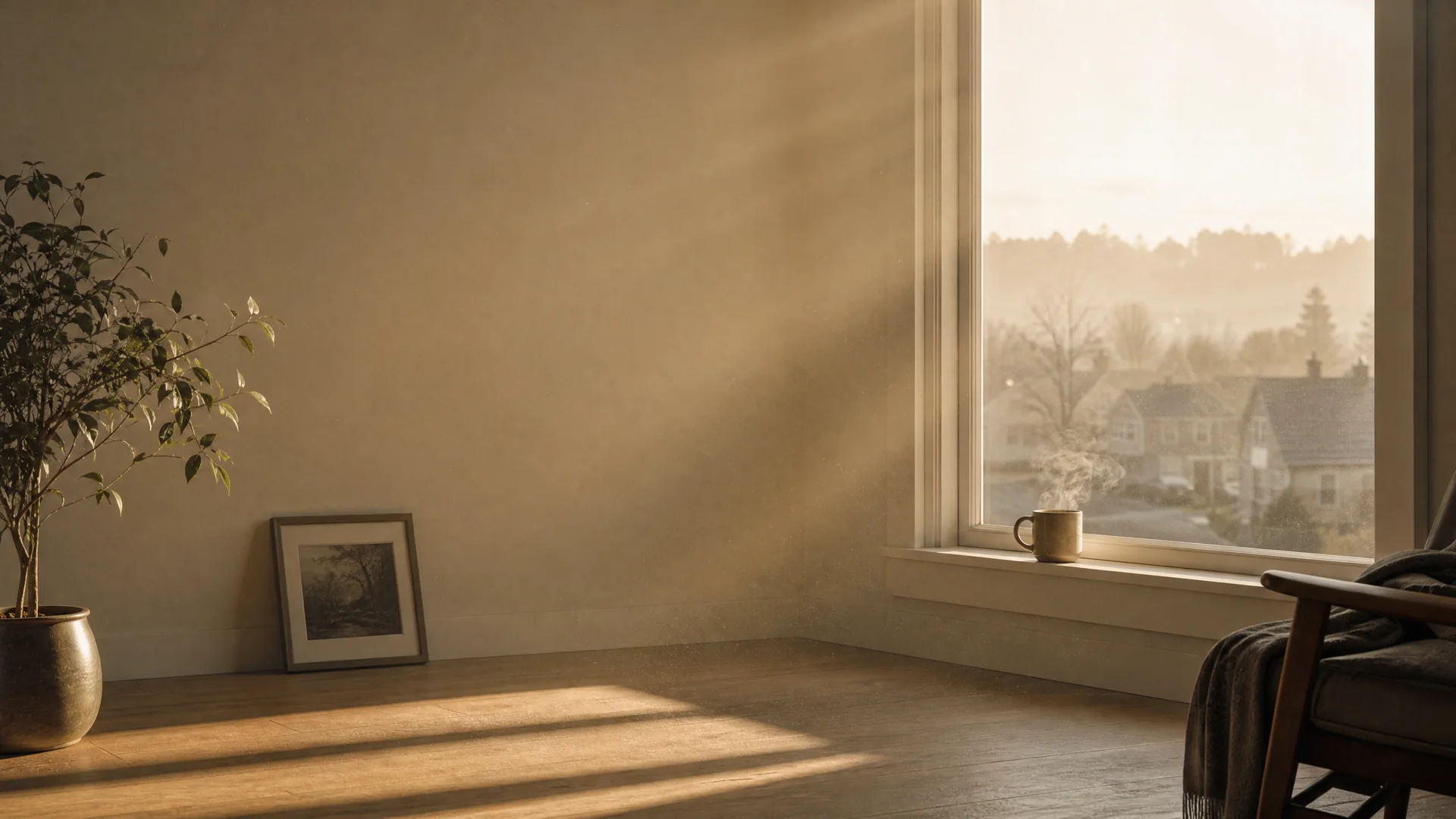 Early morning light streaming through a quiet window